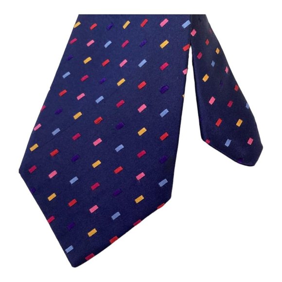 DUCHAMP LONDON Blue Geometric Silk Tie Hand  Made In England 58-"3".3/4 EX COND - Picture 5 of 8